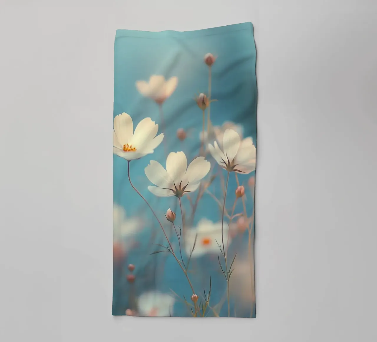 Romantic white flowers towel by Carinaprint