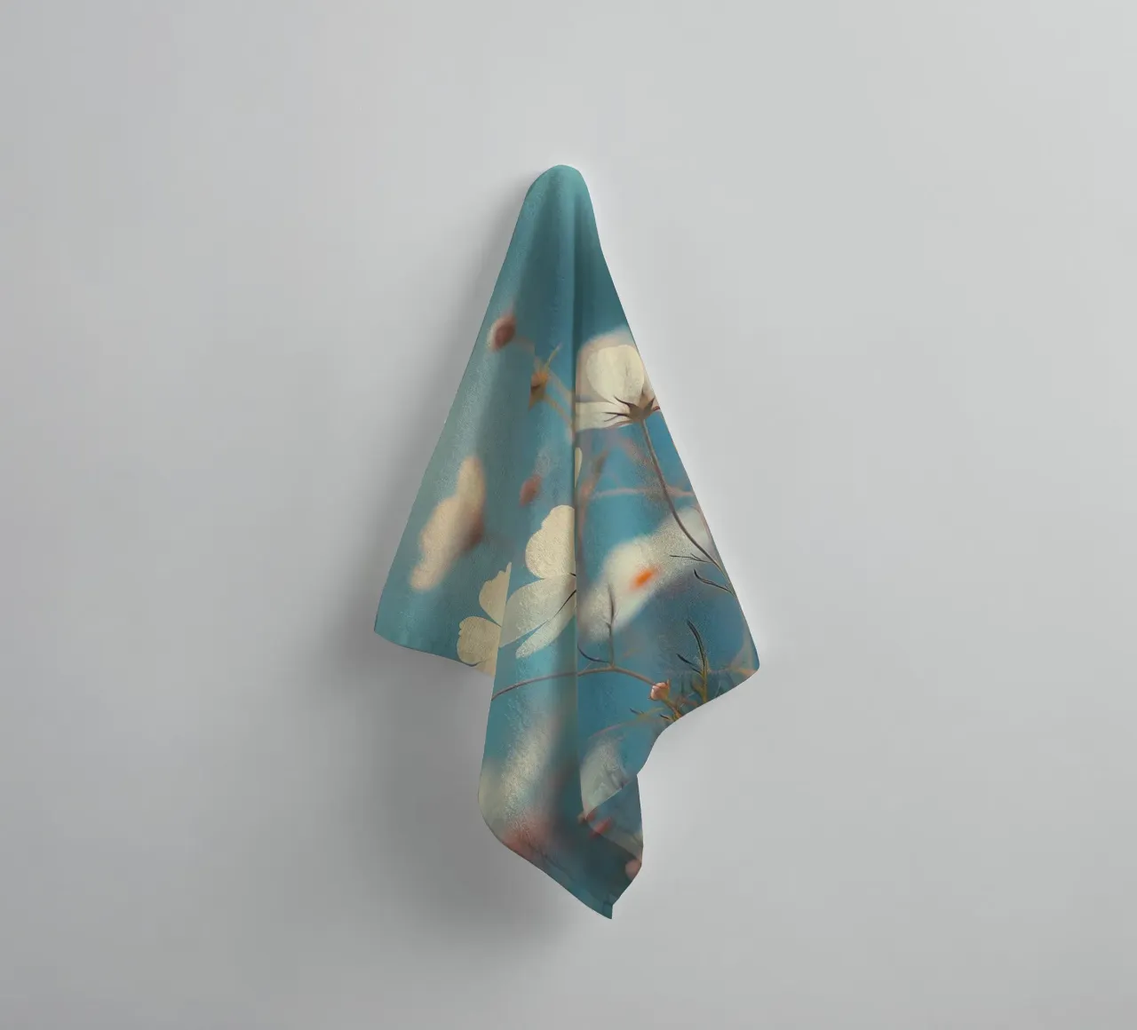 Romantic white flowers towel by Carinaprint