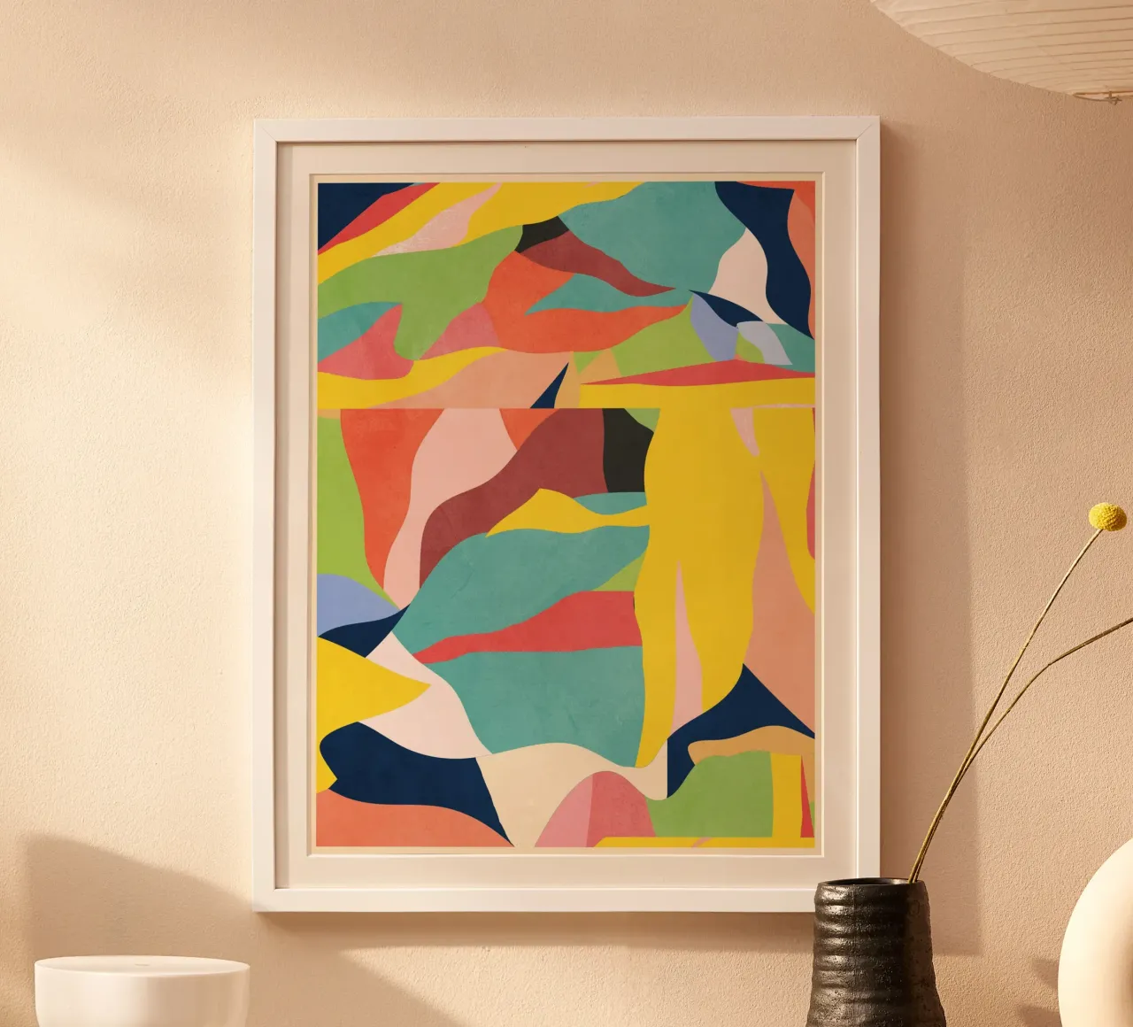 Kleurrijke abstracte kunst poster met aluminium frame van ThingDesign
