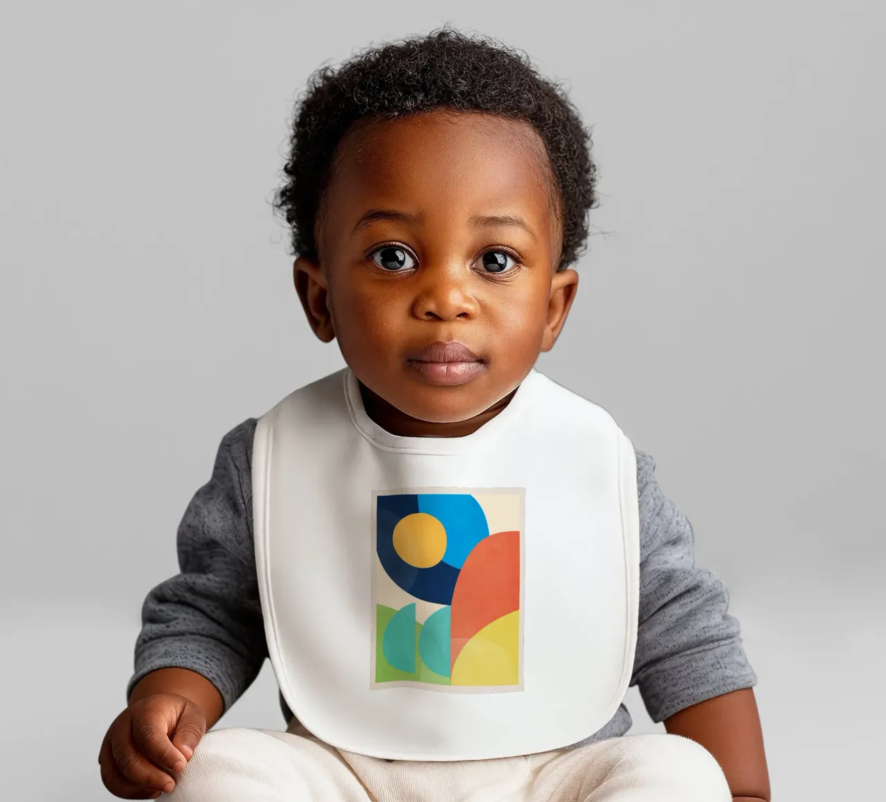 Colorful Minimal Shapes baby bib by ThingDesign