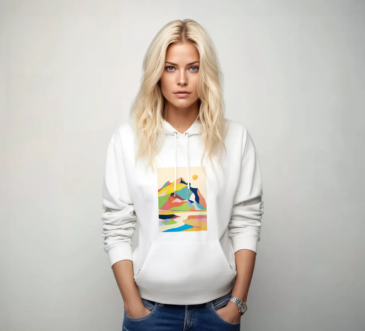 Paesaggio colorato felpa con cappuccio da ThingDesign
