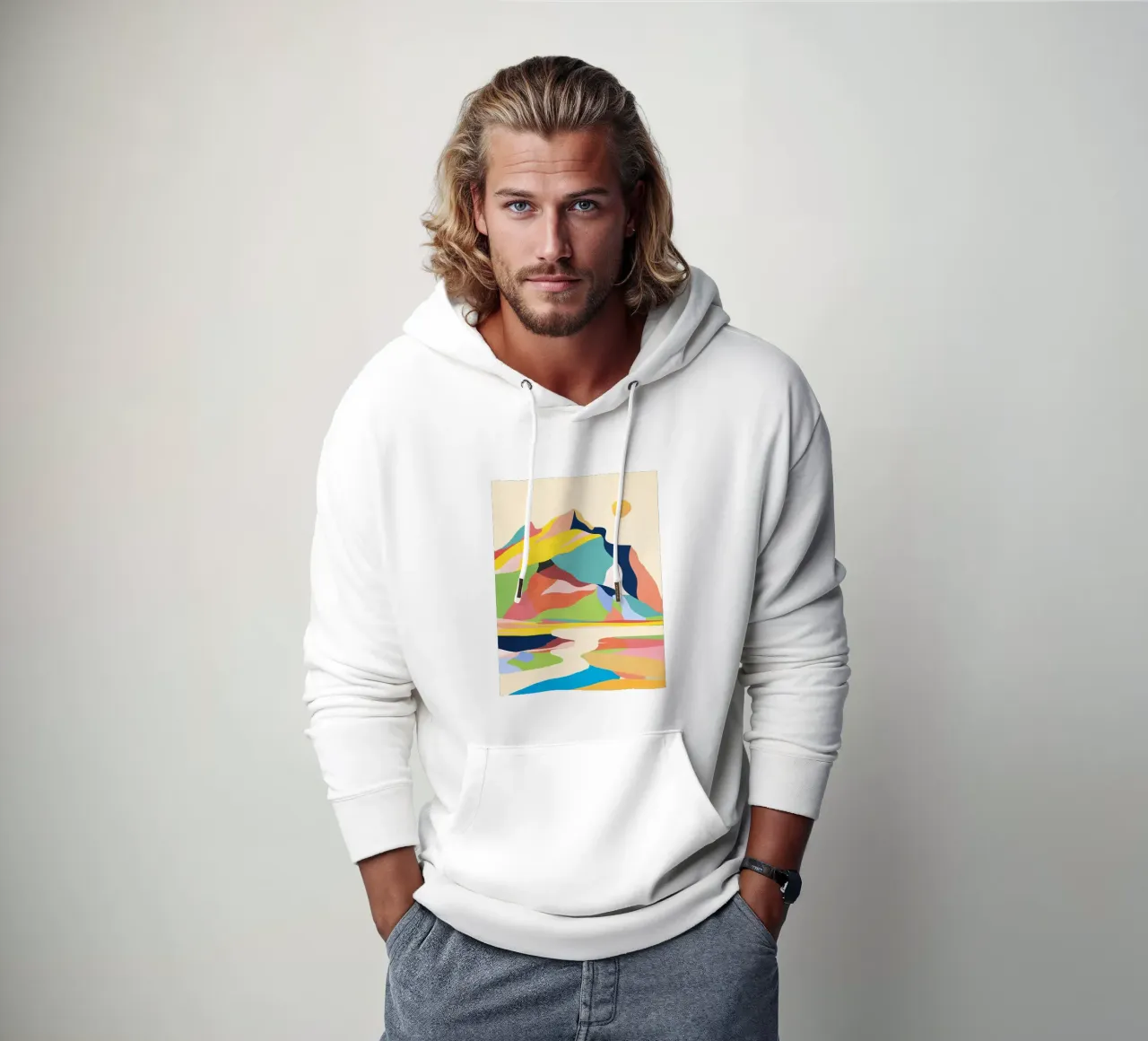 Paesaggio colorato felpa con cappuccio da ThingDesign