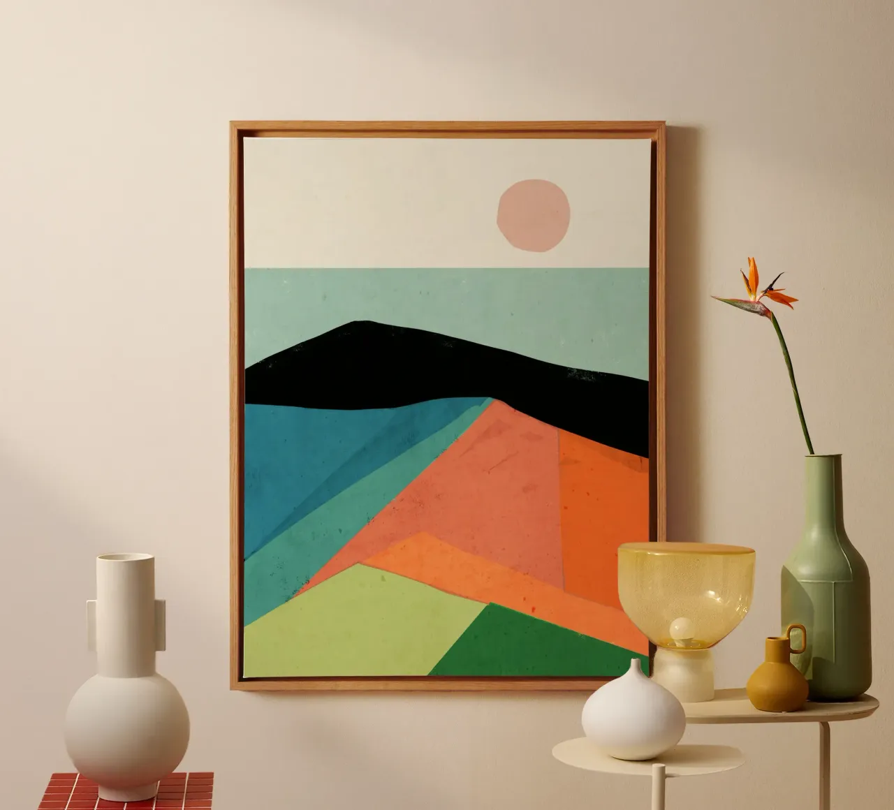 Paesaggio colorato 4 tela con Cornice a cassetta da ThingDesign