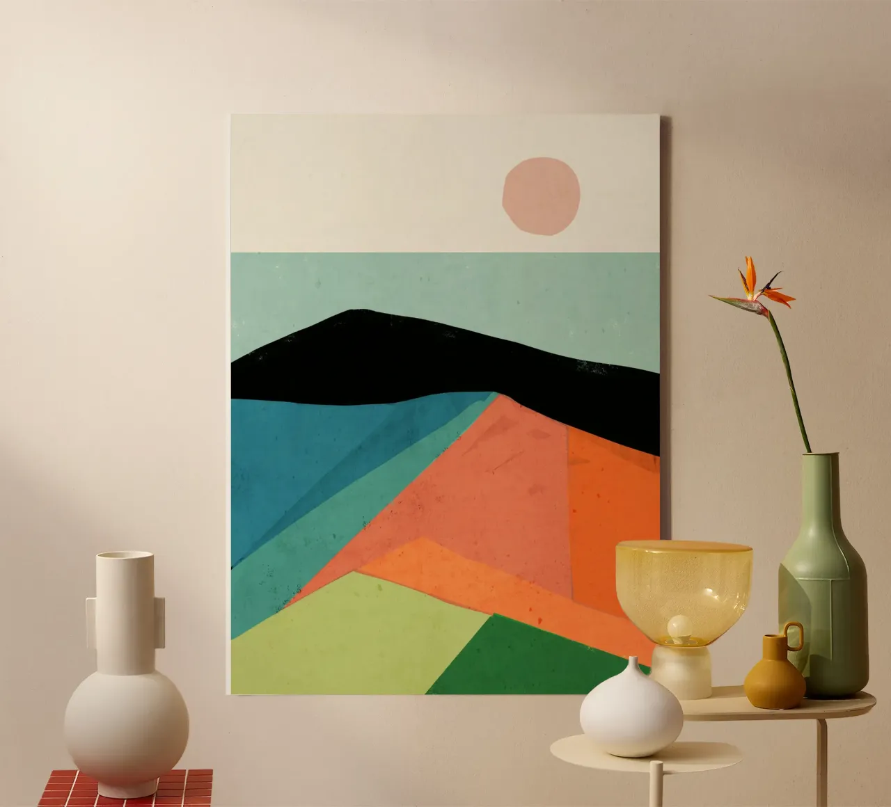 Paesaggio colorato 4 tela con Cornice a cassetta da ThingDesign