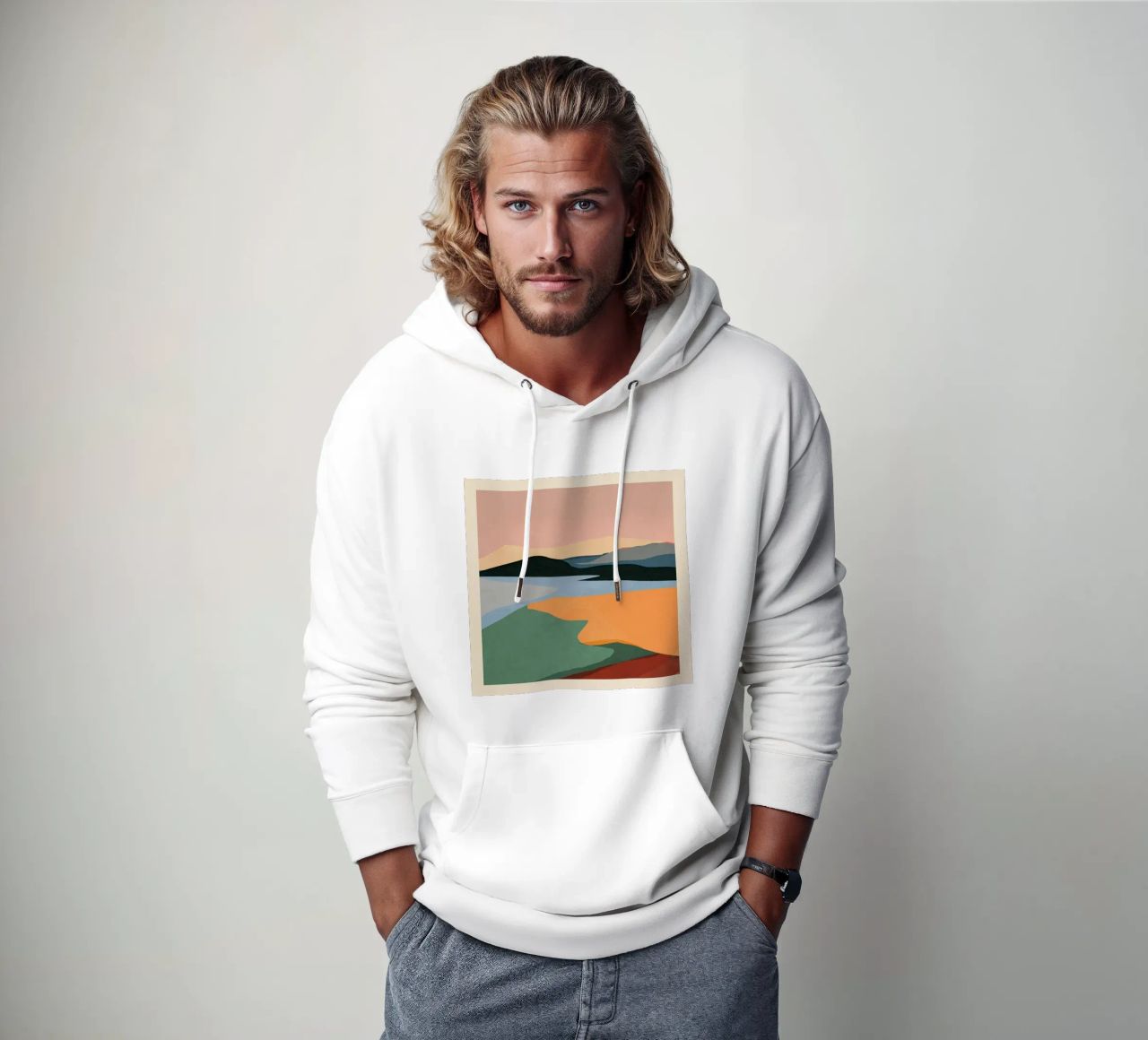 Paesaggio astratto minimale felpa con cappuccio da ThingDesign
