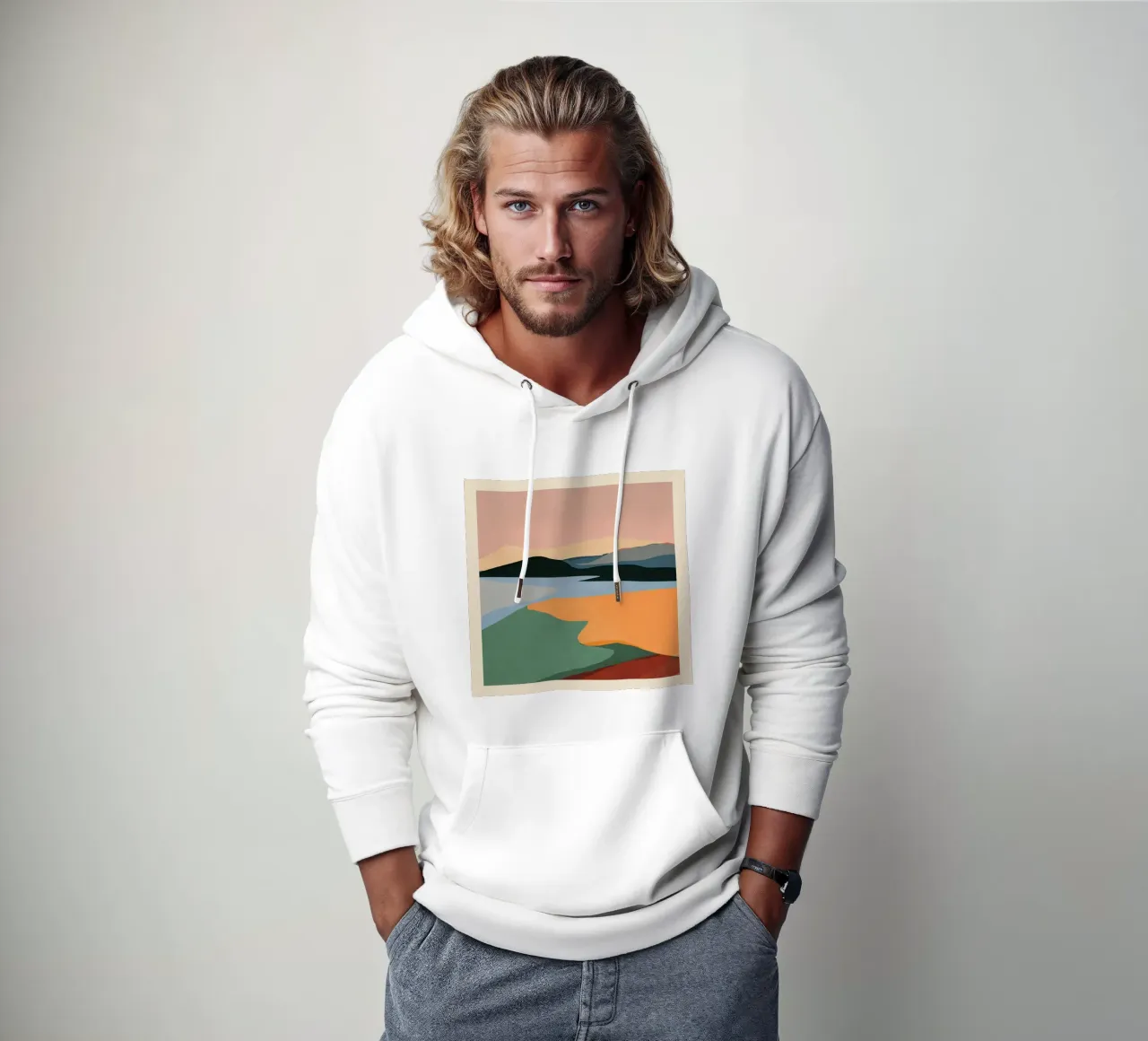 Minimal Abstract Landscape hoodie by ThingDesign