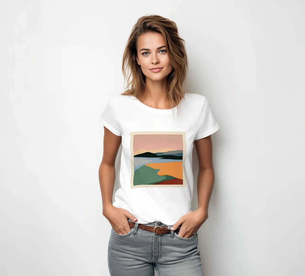 Abstrakte Minimal-Landschaft Frauen T-Shirt von ThingDesign