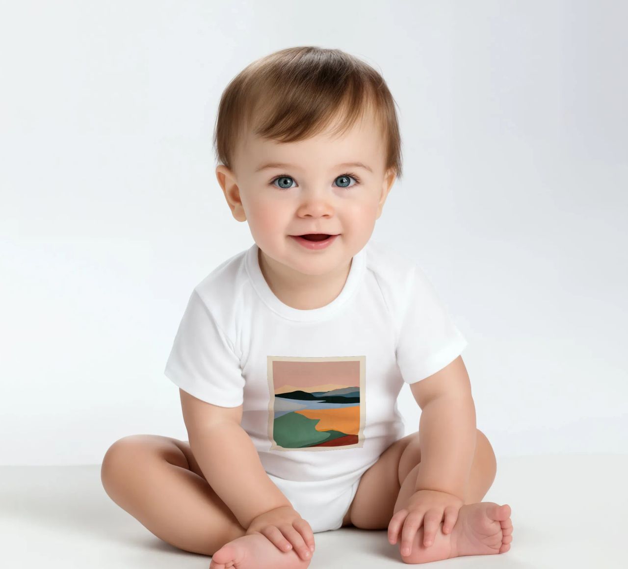 Paesaggio astratto minimale body neonato maniche corte da ThingDesign