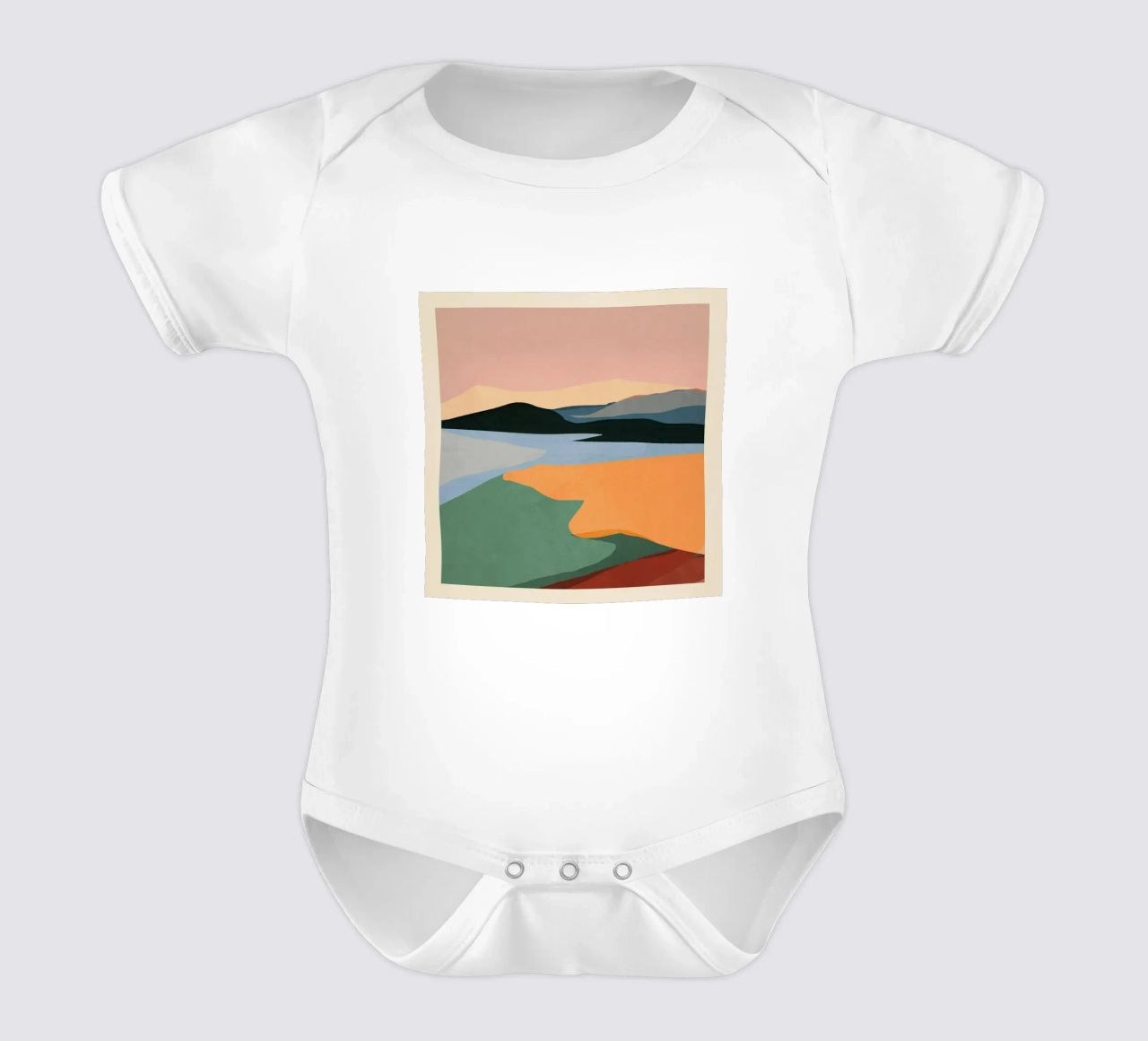 Paesaggio astratto minimale body neonato maniche corte da ThingDesign