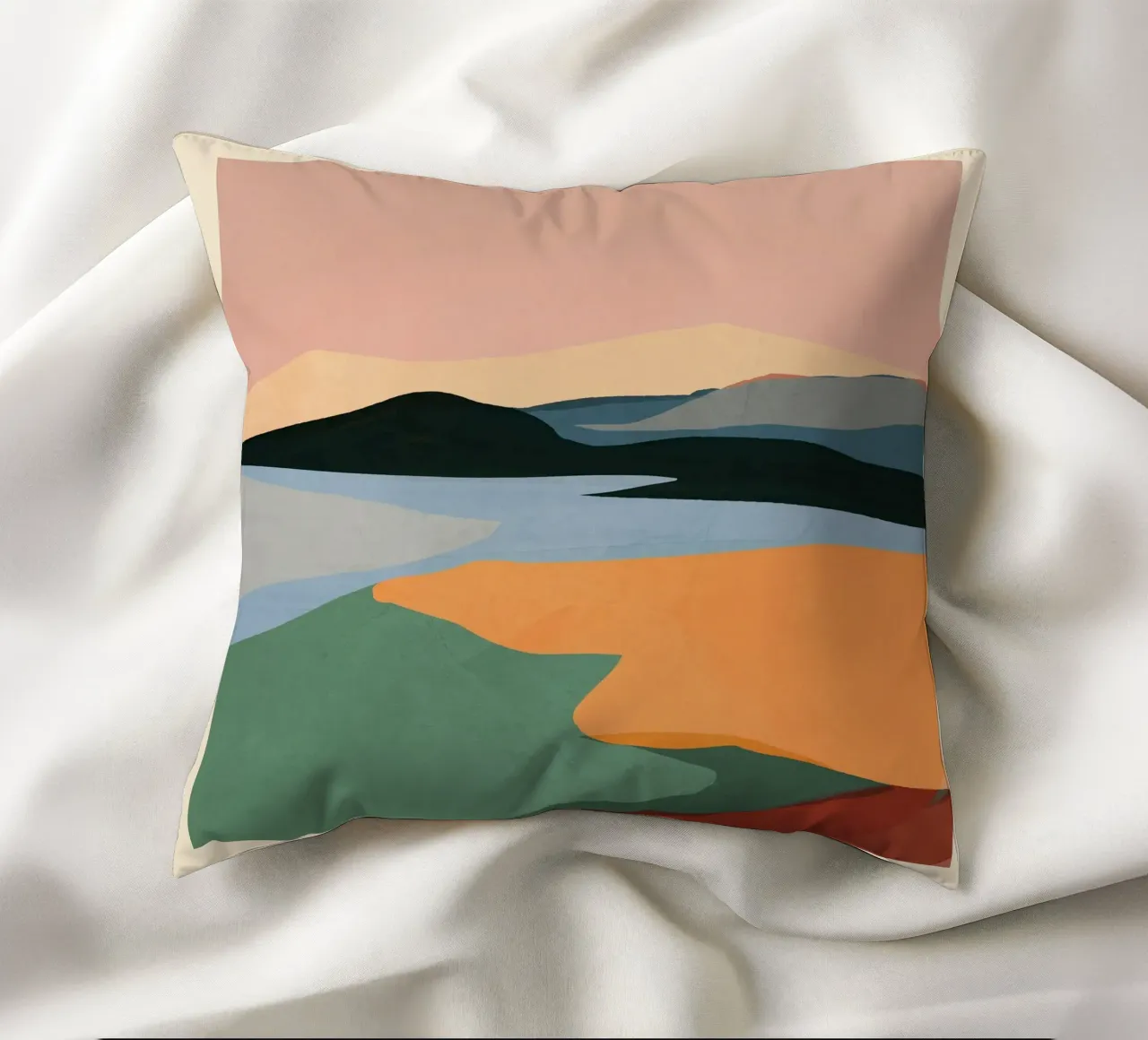 Minimal Abstract Landscape decorative cushion by ThingDesign