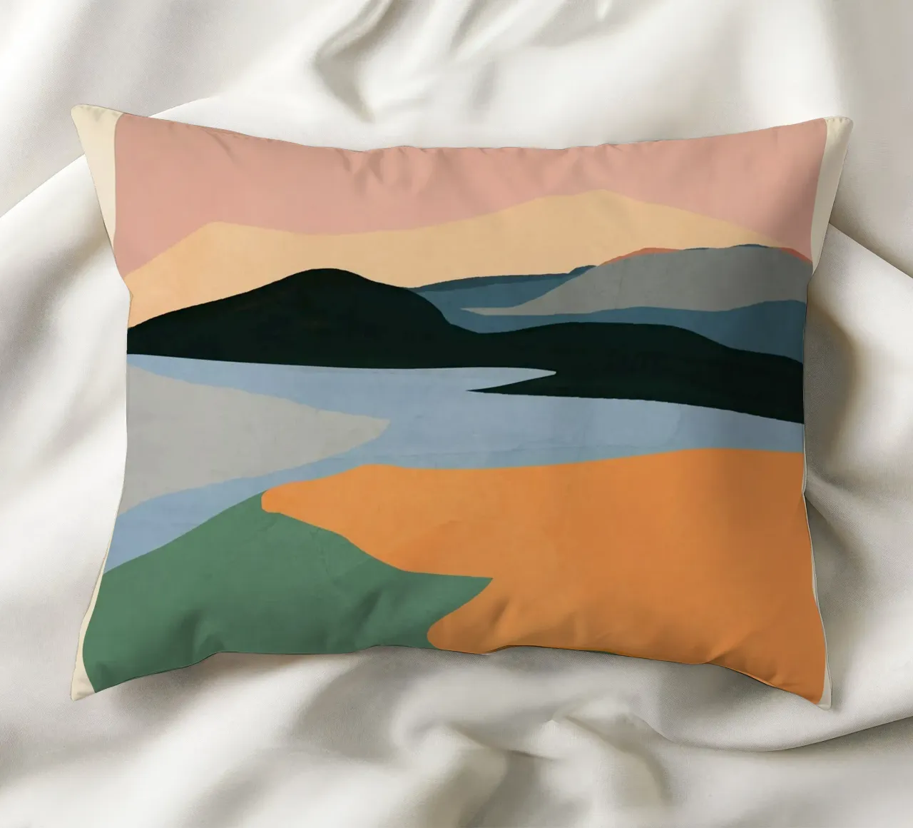 Minimal Abstract Landscape decorative cushion by ThingDesign