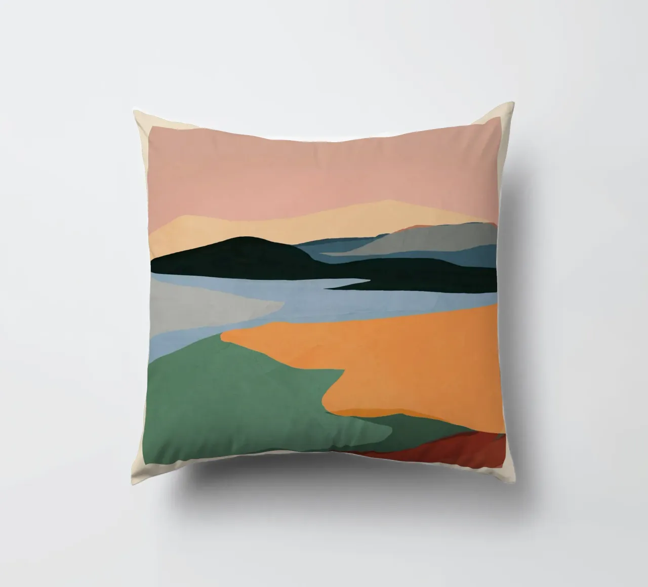Minimal Abstract Landscape decorative cushion by ThingDesign