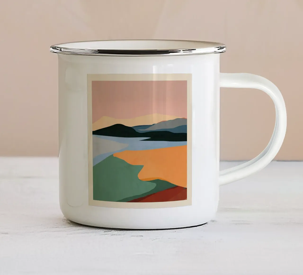 Paesaggio astratto minimale tazza in smalto da ThingDesign
