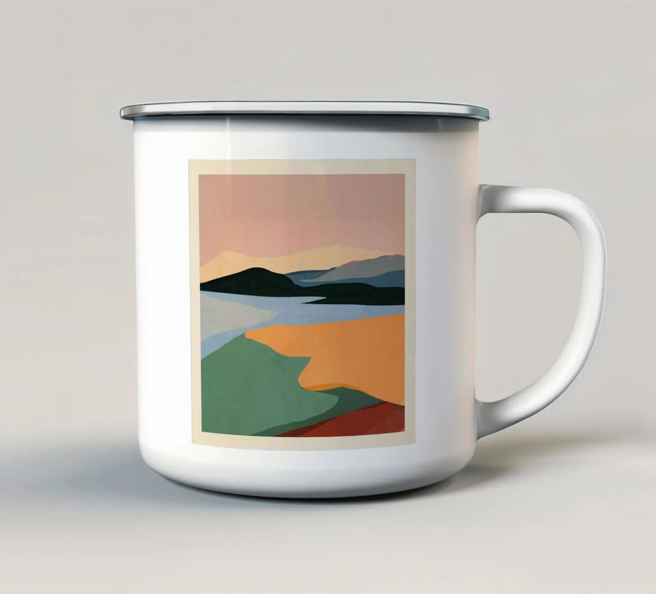 Paesaggio astratto minimale tazza in smalto da ThingDesign