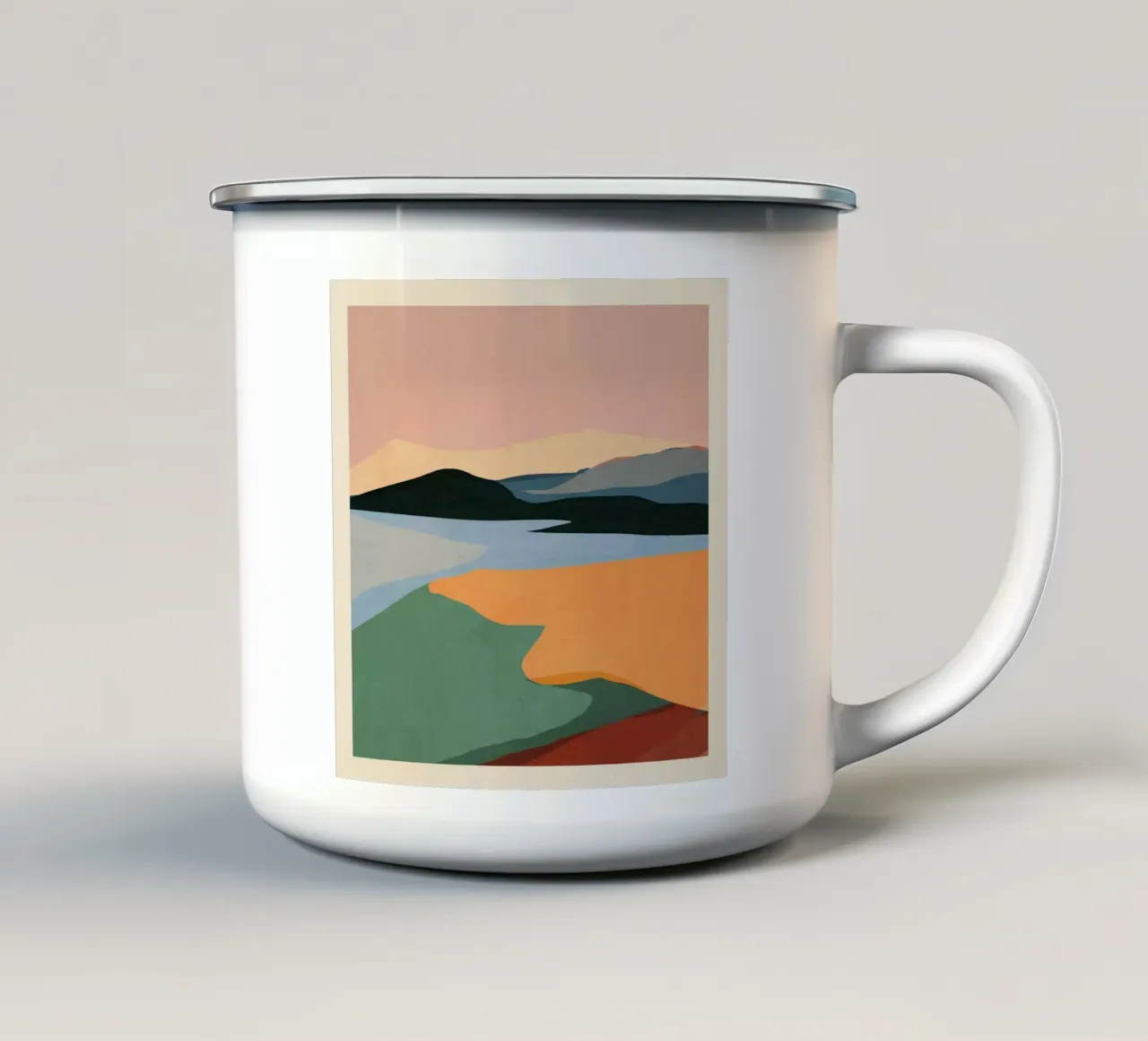 Paesaggio astratto minimale tazza in smalto da ThingDesign