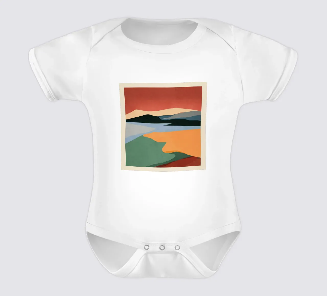 Paesaggio astratto minimale 2 body neonato maniche corte da ThingDesign