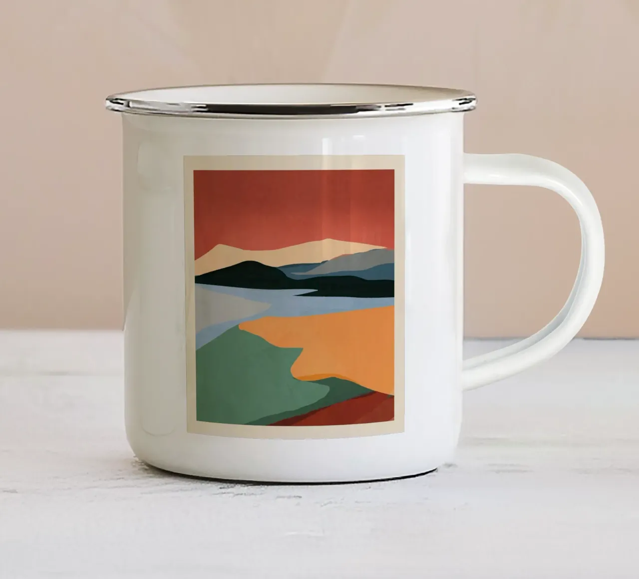 Paesaggio astratto minimale 2 tazza in smalto da ThingDesign