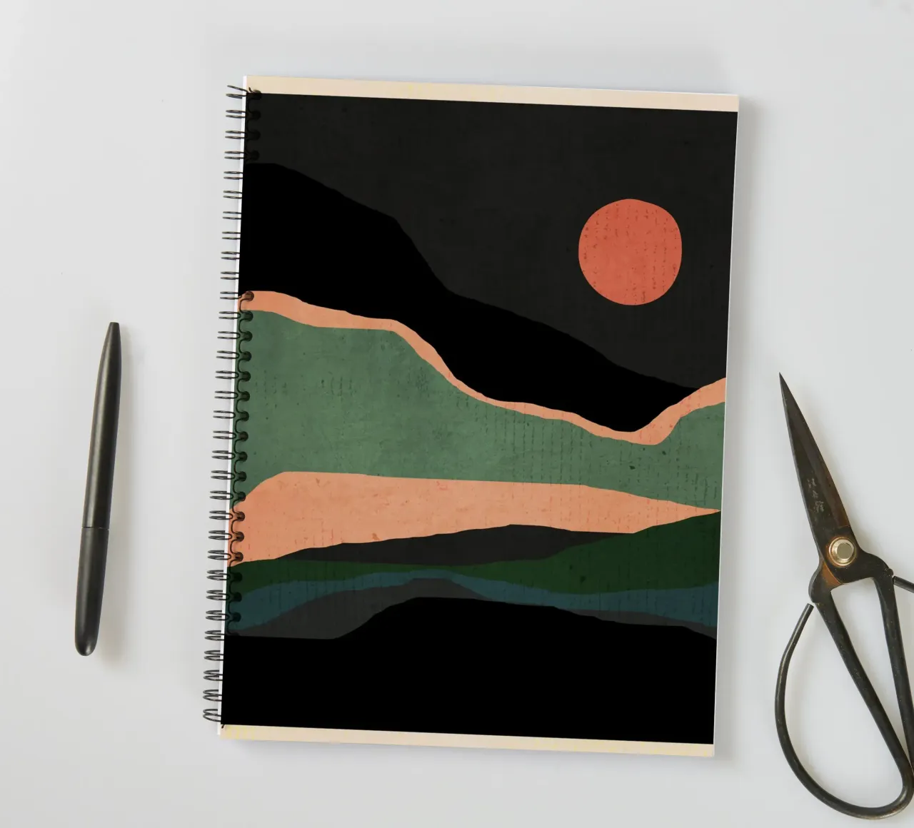 Minimal Abstract Landscape 3 spiral notebook by ThingDesign