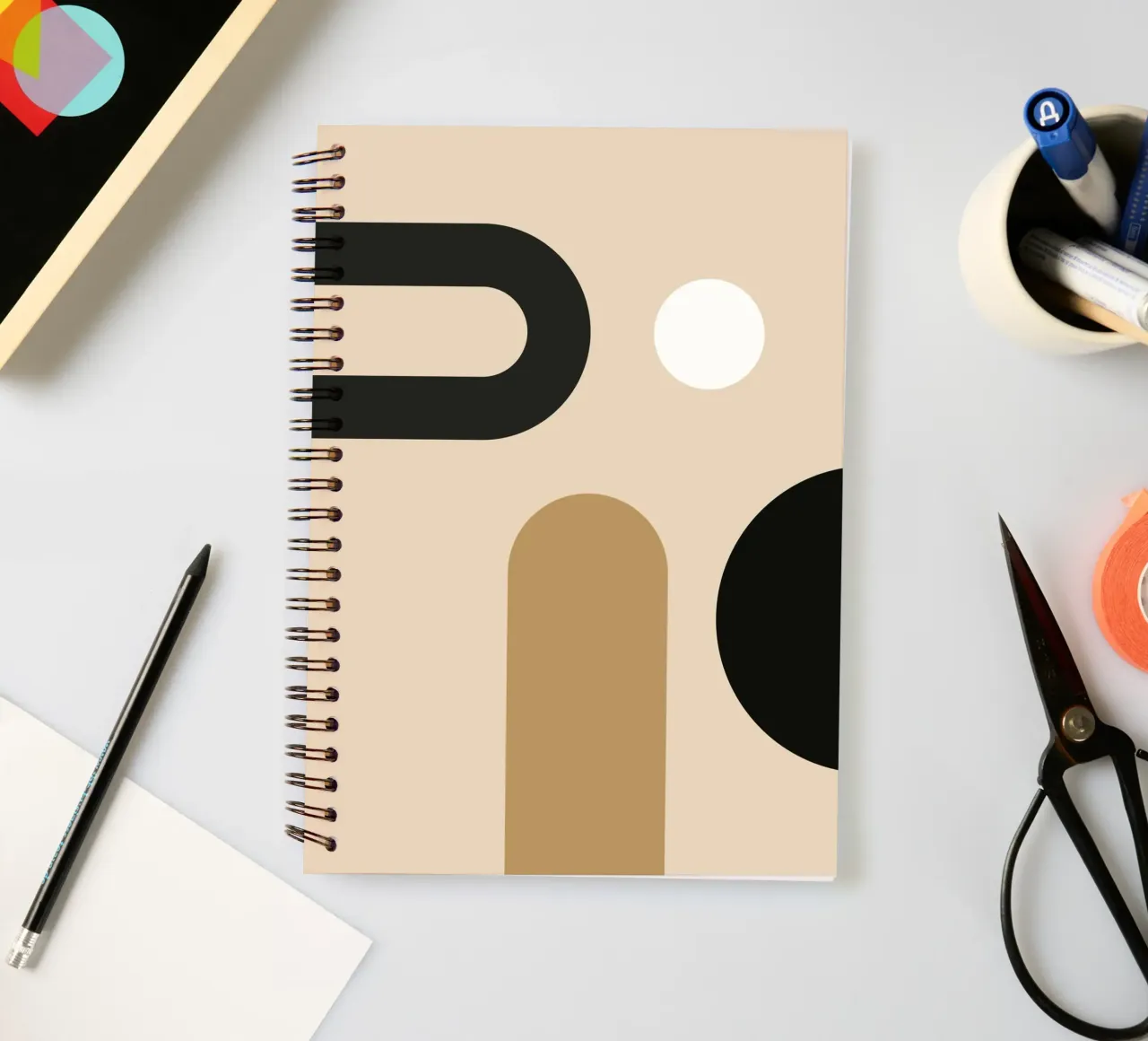 Minimal Abstract Shapes 8 spiral notebook by Gaite