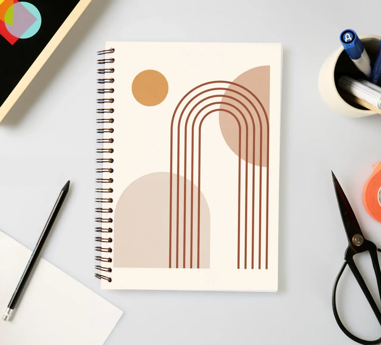 Minimal Abstract Shapes 15 spiral notebook by Gaite