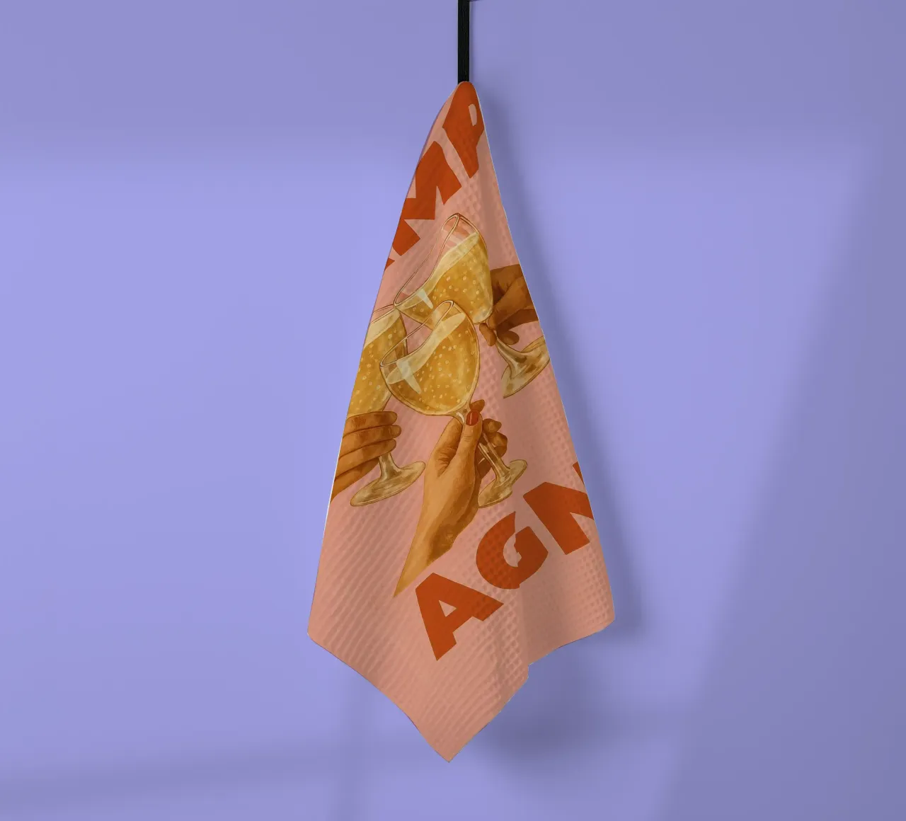 Golden Bubbles & Good Vibes canovaccio da cucina da QuooodZ by MooodzArt