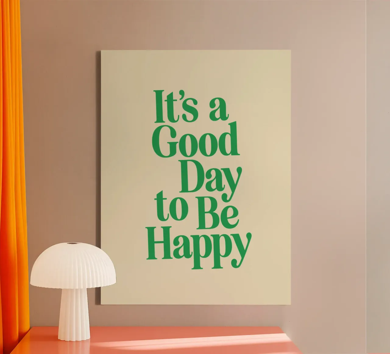 It's a Good Day to Be Happy Uplifting Minimalist Typografie canvas with Floater frame by THE MOTIVATED TYPE