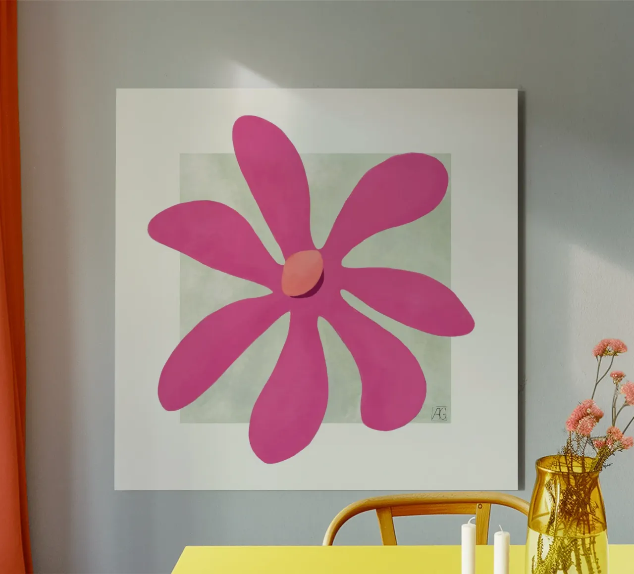 Moderne Blüte in pink alluminio dibond da Farbwelten