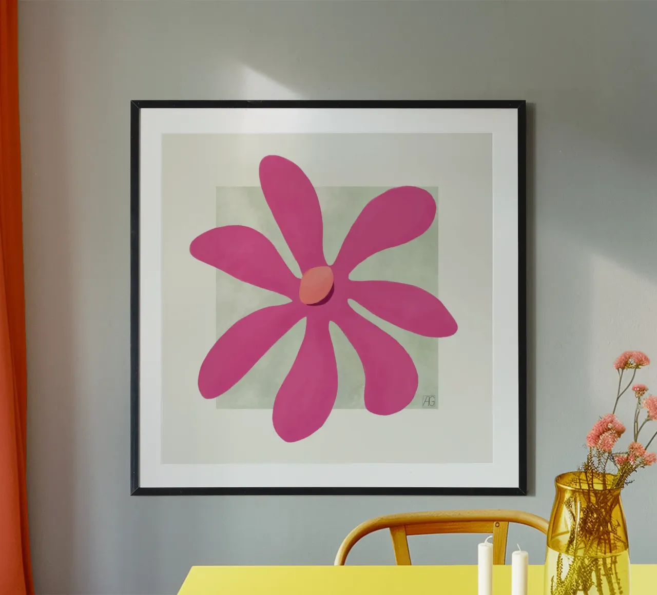 Moderne Blüte in pink hahnemühle van Farbwelten
