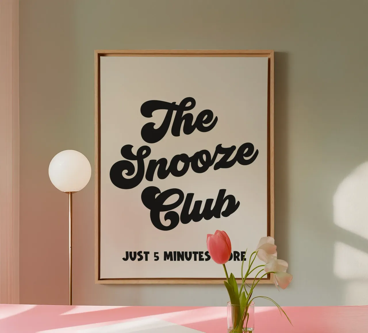 Der Snooze Club Zitat Leinwand mit Schattenfugenrahmen von Paigaam Studio