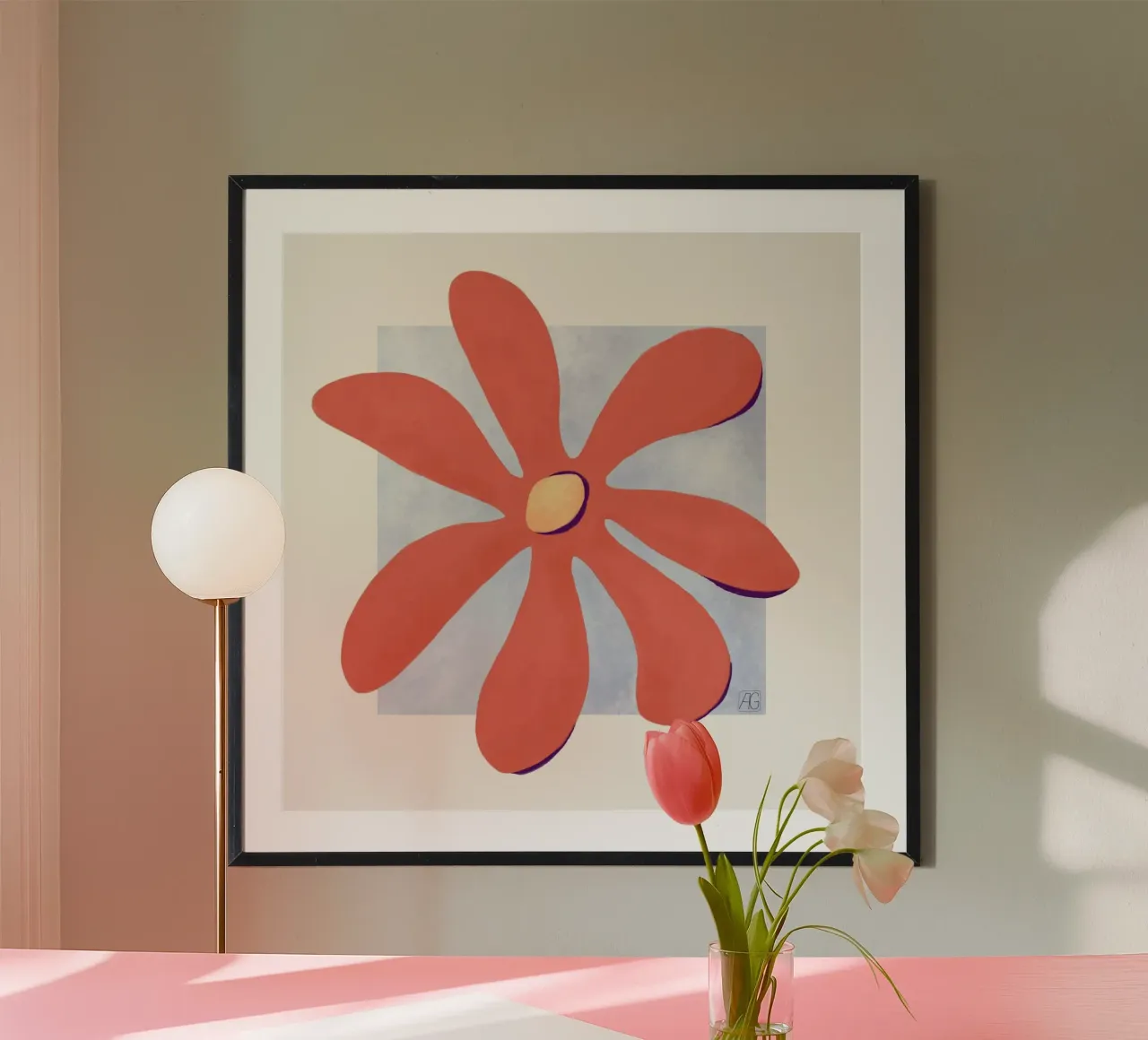 Moderne Blüte in orange carta hahnemühle da Farbwelten