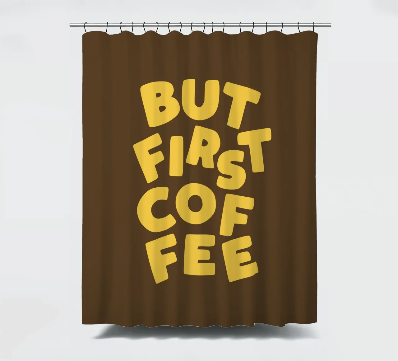 But First Coffee Morning Caffeine Motivational Typography shower curtain by THE MOTIVATED TYPE