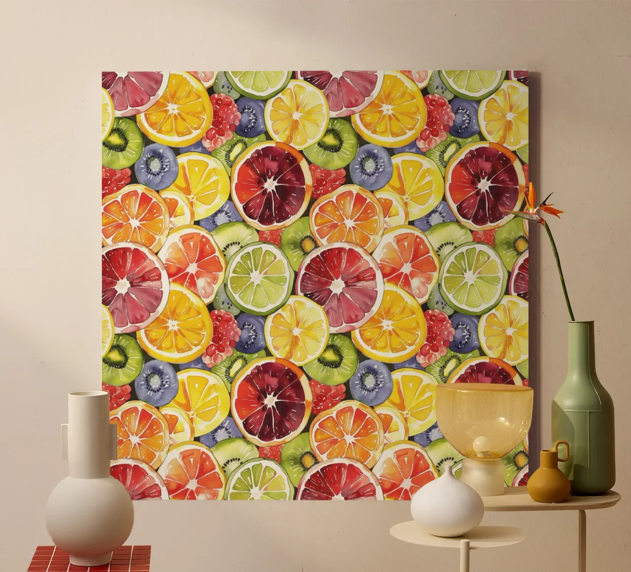 Summer Fruits canvas met Baklijst van Sunflower Soul Studio