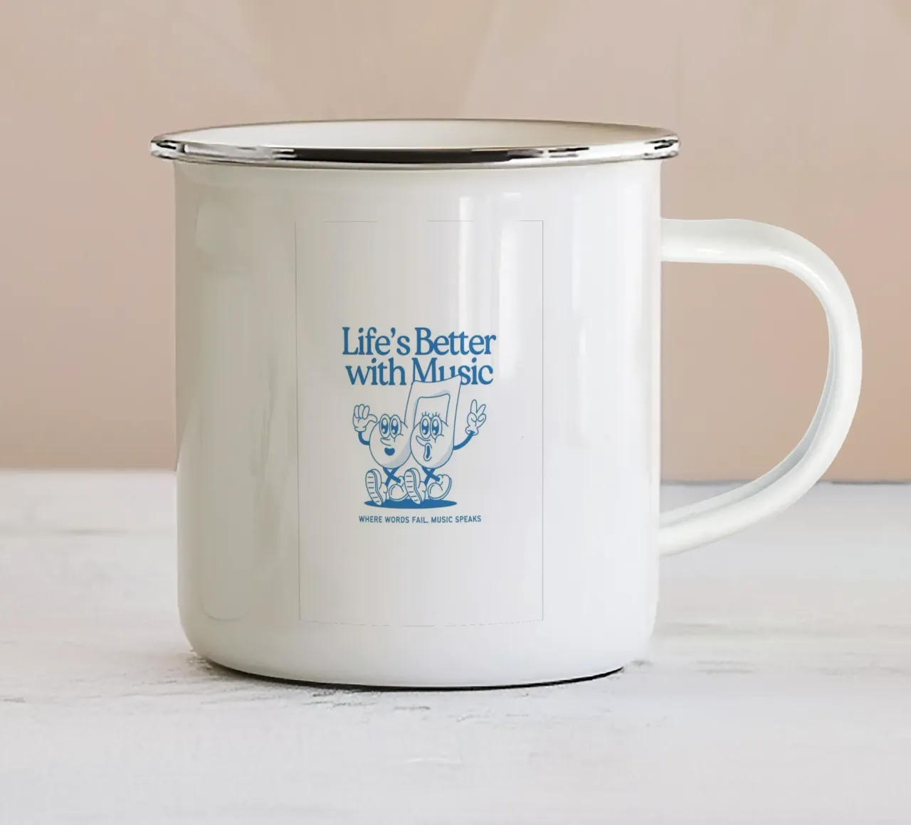 LIFE‘S BETTER WITH MUSIC tazza in smalto da Einfach Uebel
