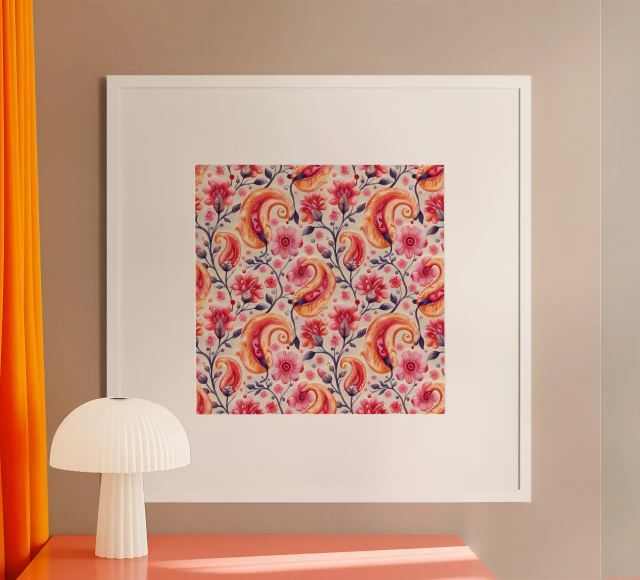 Unique Pink and Orange Paisley poster da Sunflower Soul Studio