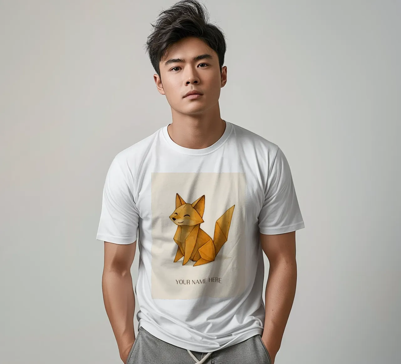 Zorro de origami con nombre personalizado camiseta de japanfox