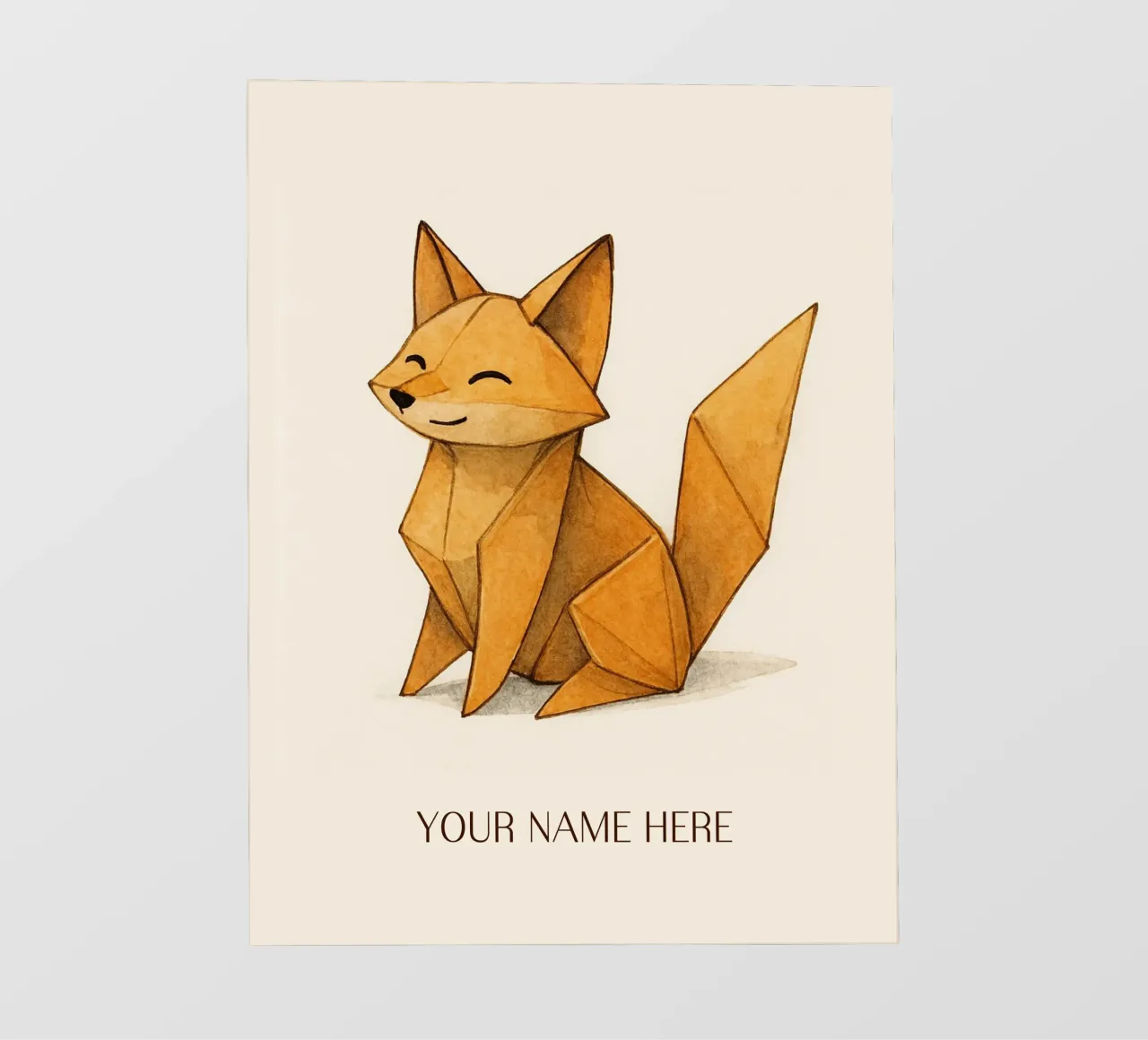 Zorro de origami con nombre personalizado lámina retroiluminada de japanfox