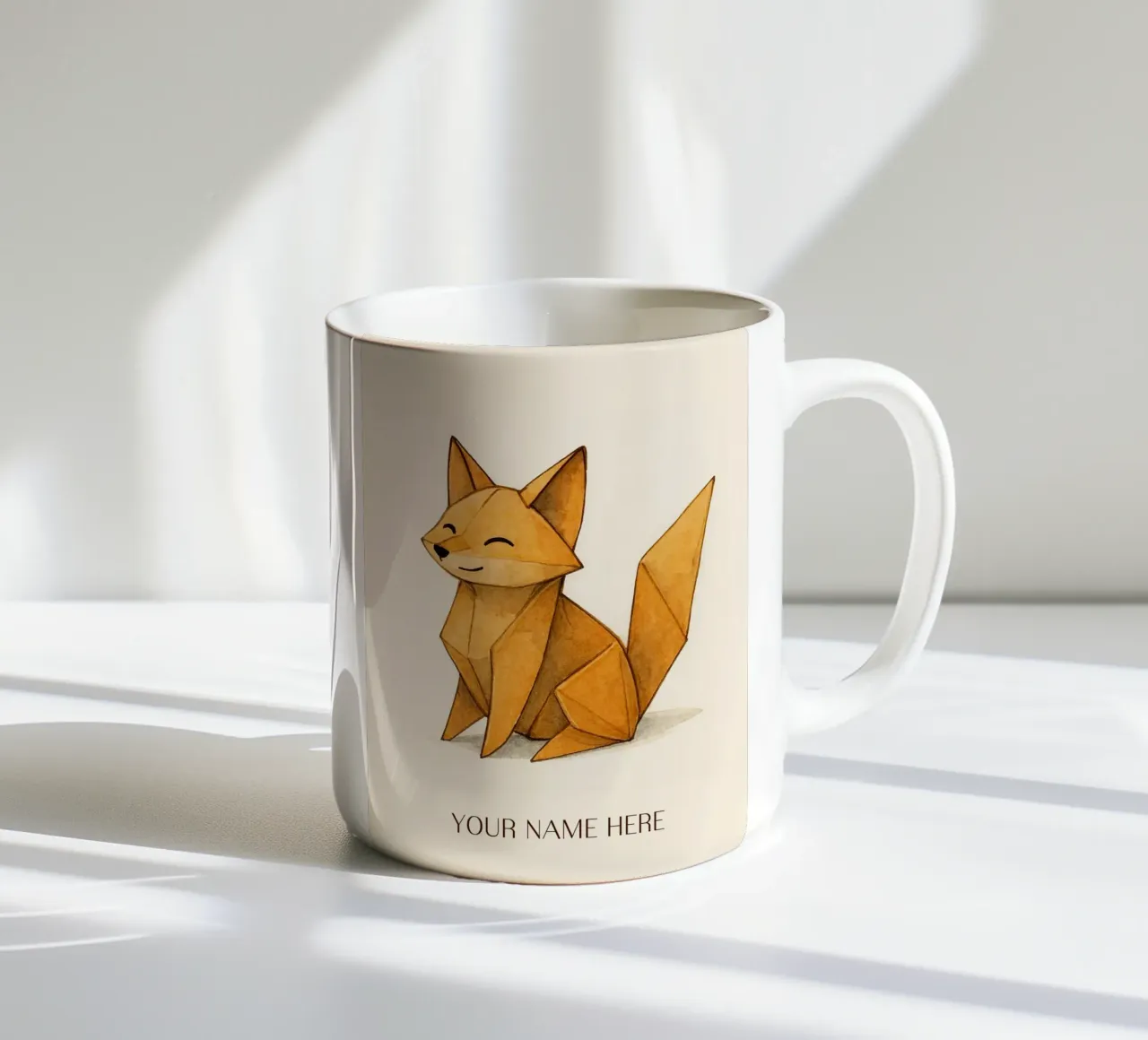 Volpe origami con nome personalizzato tazza in ceramica da japanfox