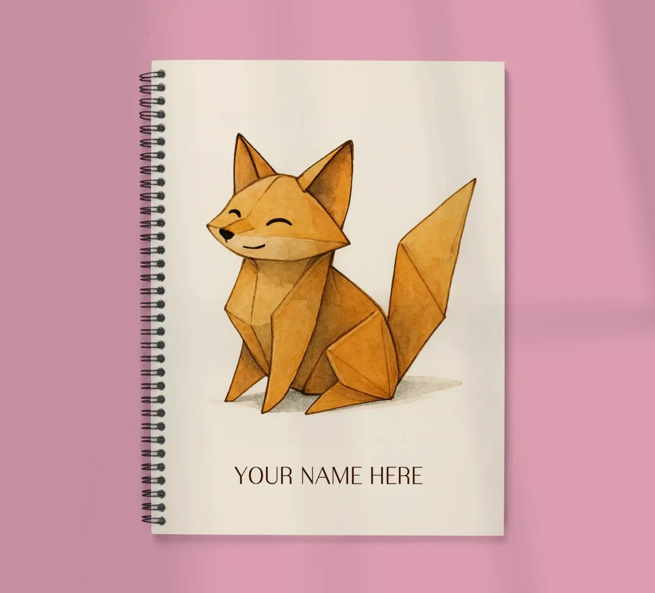 Origami fox with personalised first name spiral notebook by japanfox