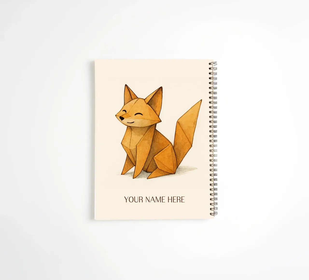 Origami fox with personalised first name spiral notebook by japanfox
