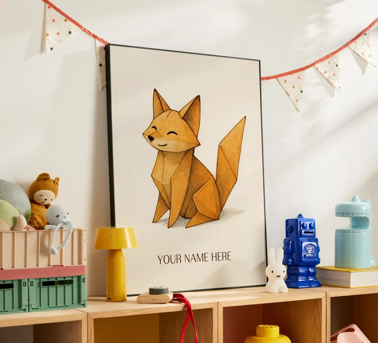 Zorro de origami con nombre personalizado aluminio dibond de japanfox