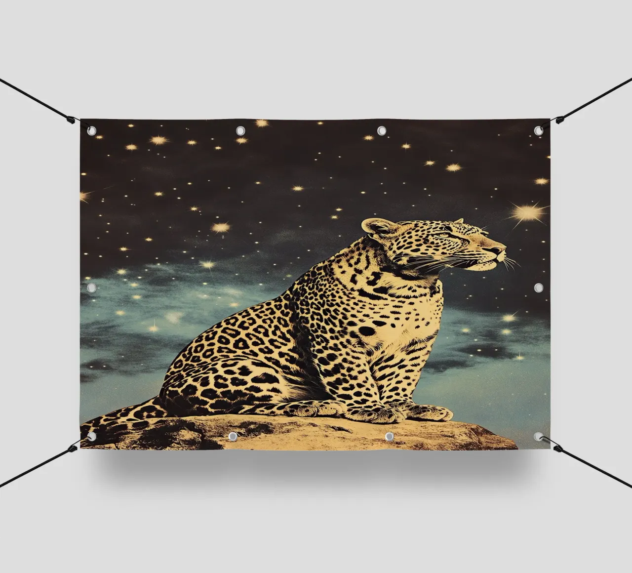 Leopardo - Un lampo nella notte telo in pvc da Nikis Art Studio