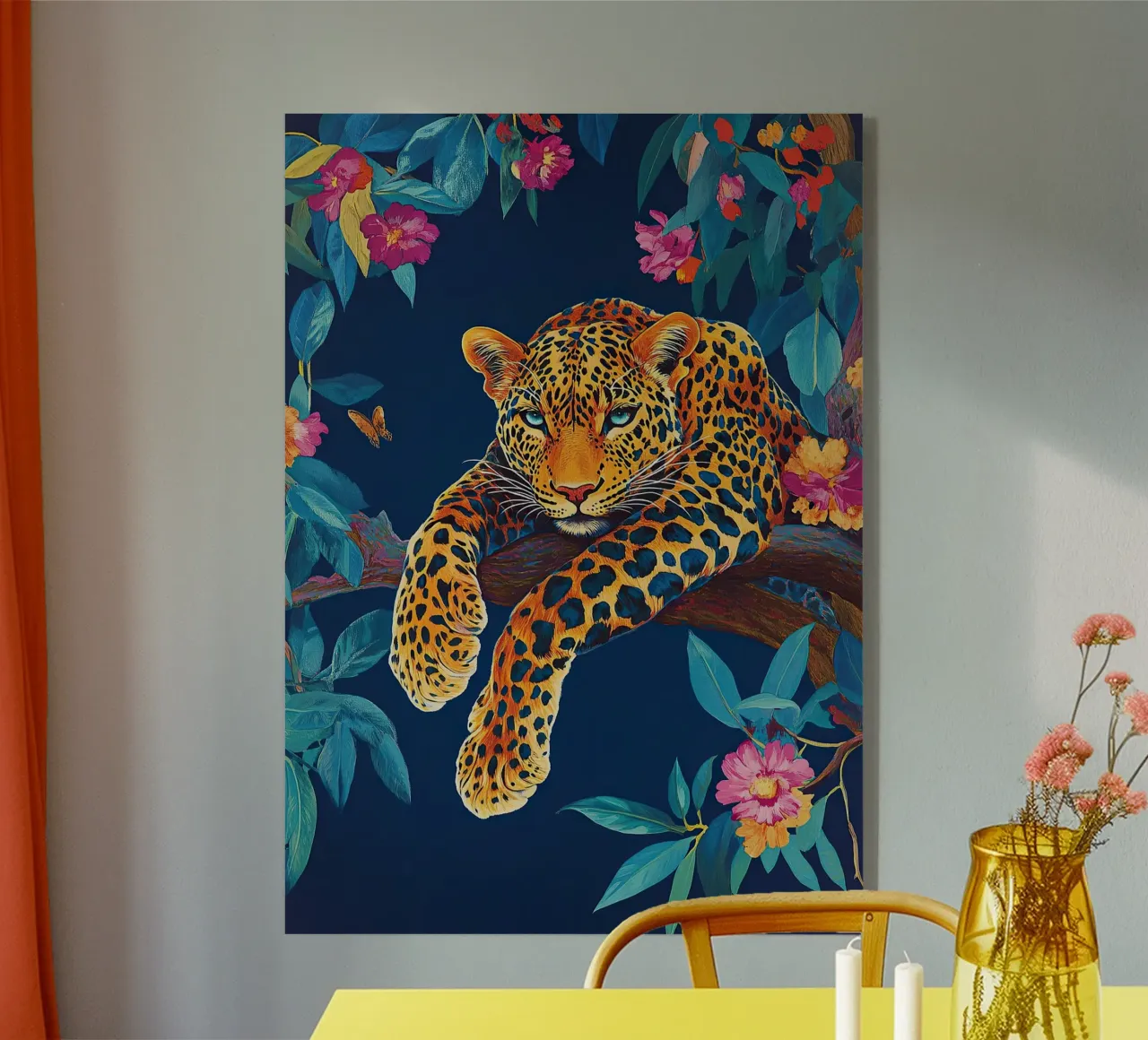 Léopard "Feu caché plexiglas de ArtByNiki