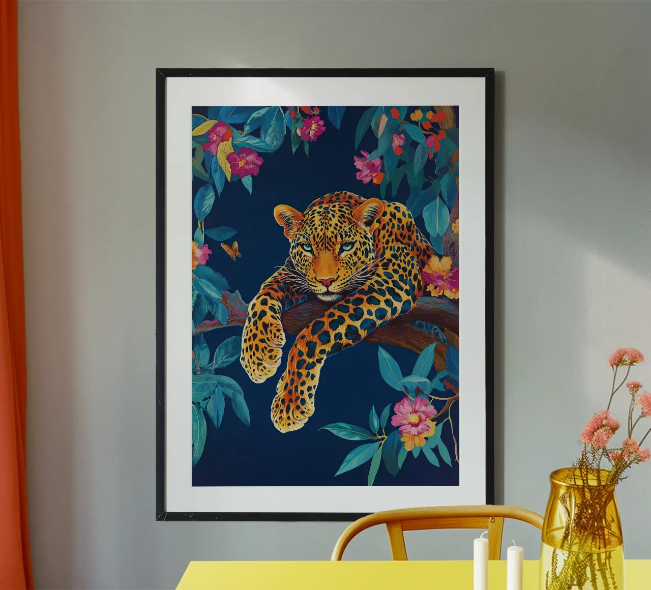 Léopard "Feu caché poster de ArtByNiki