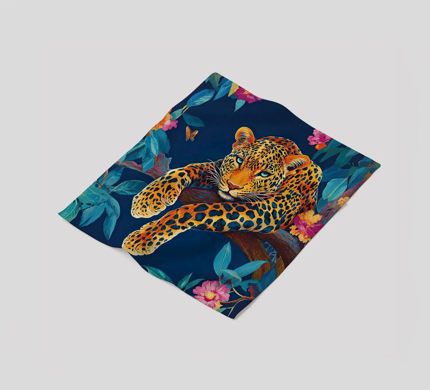 Leopard "Hidden Fire" fleece blanket by ArtByNiki