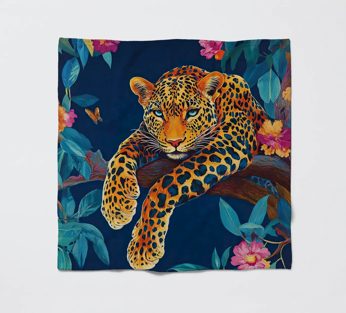 Leopard "Hidden Fire" fleece blanket by ArtByNiki