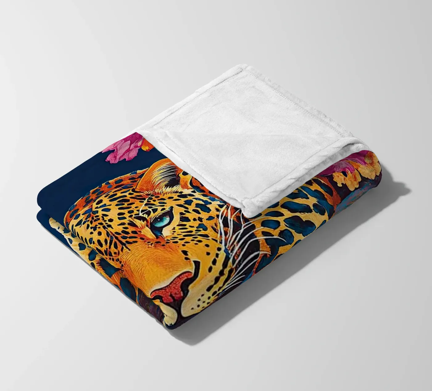 Leopard "Hidden Fire" fleece blanket by ArtByNiki