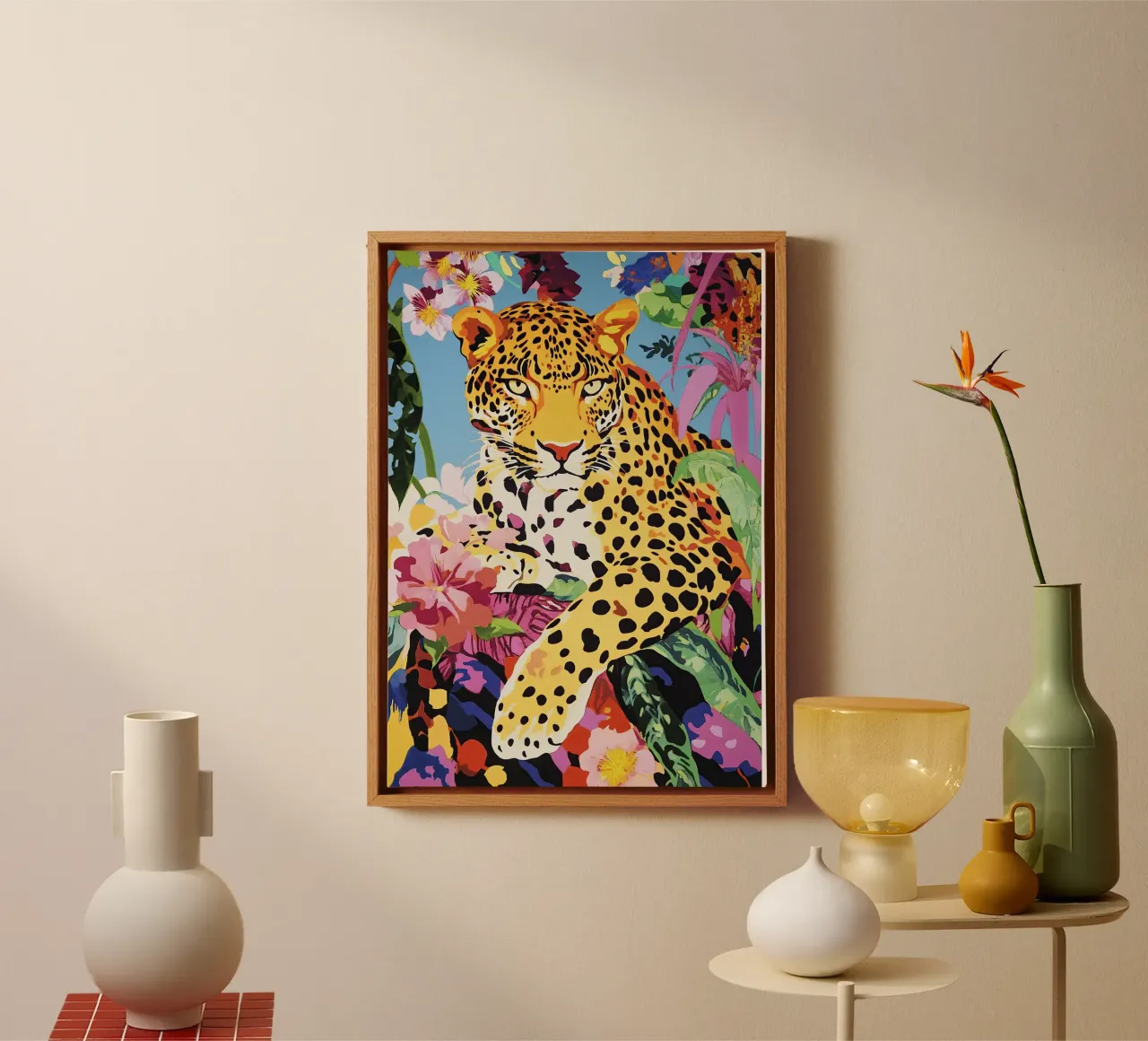 Leopardo "Anima della foresta tela con Cornice a cassetta da Nikis Art Studio