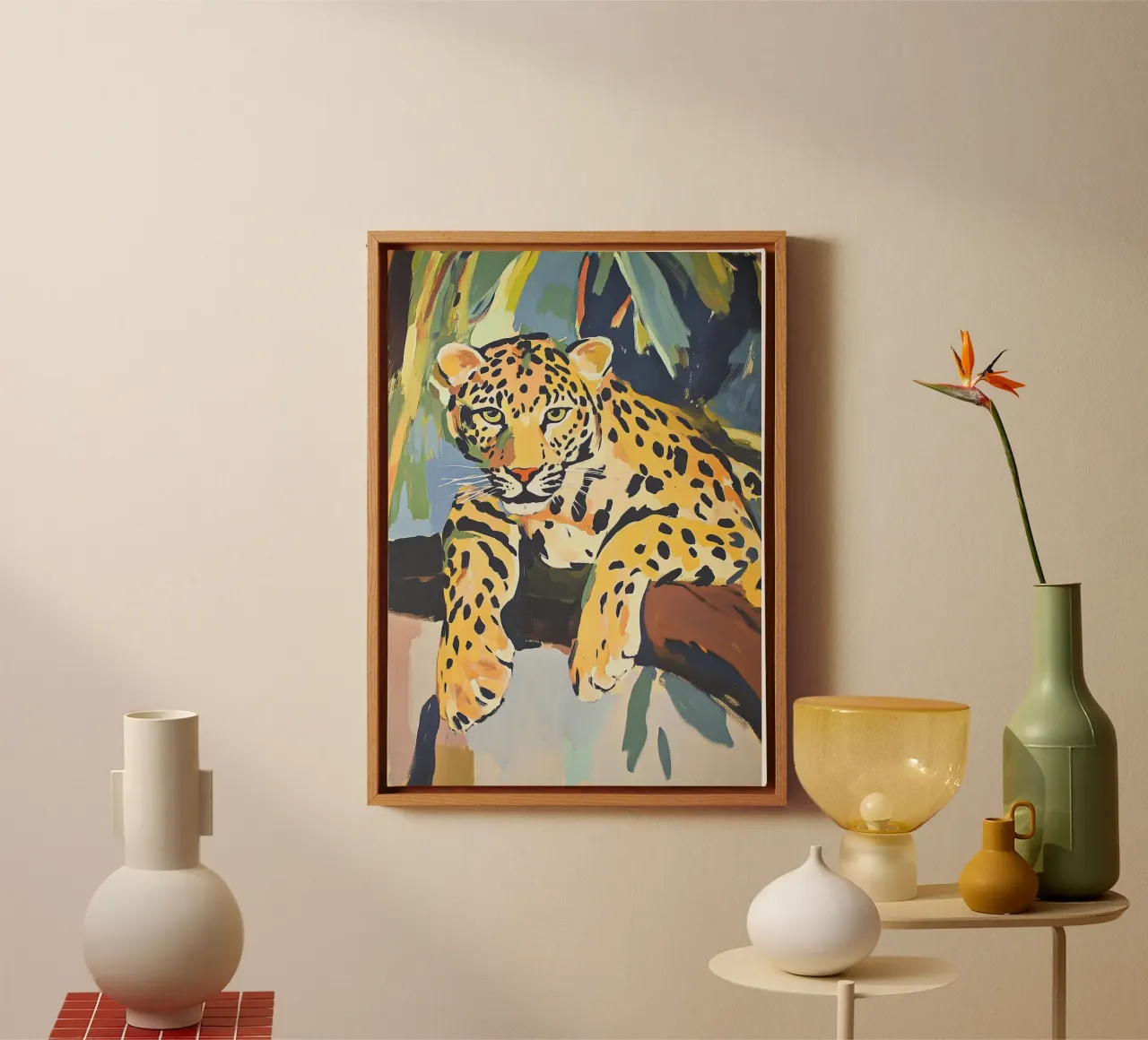 Leopard "Fleeting Appearance" canvas with Floater frame by Nikis Art Studio