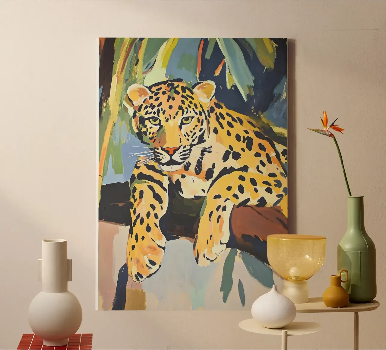 Leopard "Fleeting Appearance" canvas with Floater frame by Nikis Art Studio