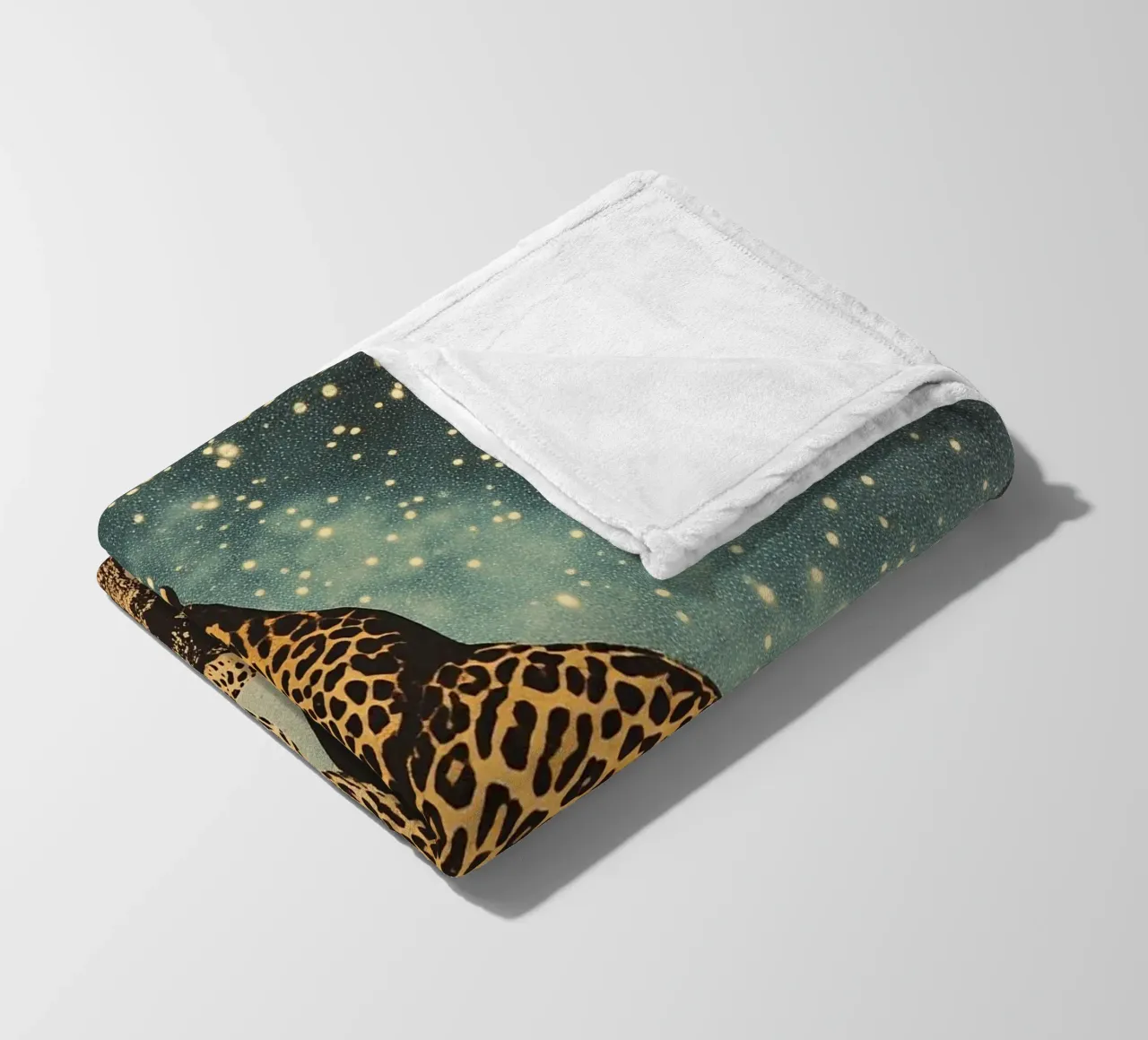 Leopard "Echo of the Wilderness" fleece blanket by Nikis Art Studio